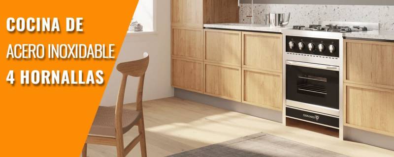 Cocina de acero inoxidable 4 hornallas